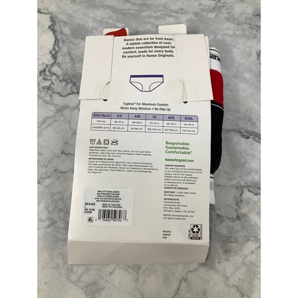 Hanes Originals Sz 7/L 6-Pack Hipster Underwear Breathable Stretch Cotton I8-24 - Picture 4 of 7